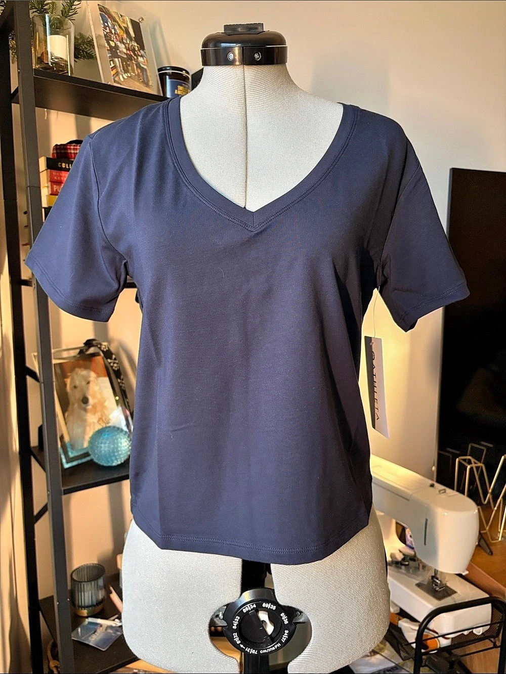 Athleta Essential V Neck Tee Blue XXS